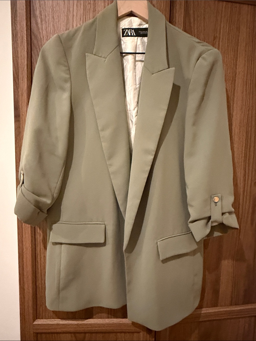 Zara Olive-Tone Tailored Blazer
